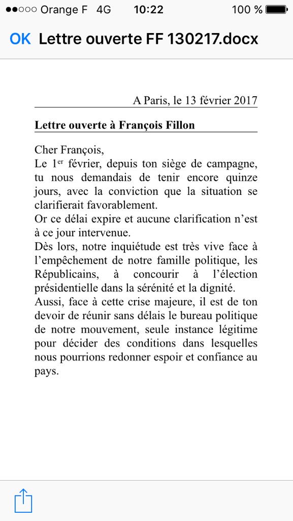 Lettre Fillon